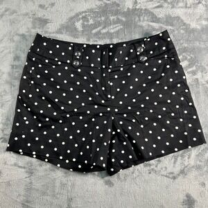 White House Black Market Polka Dot Shorts Women Size 2 Black White Flat Front